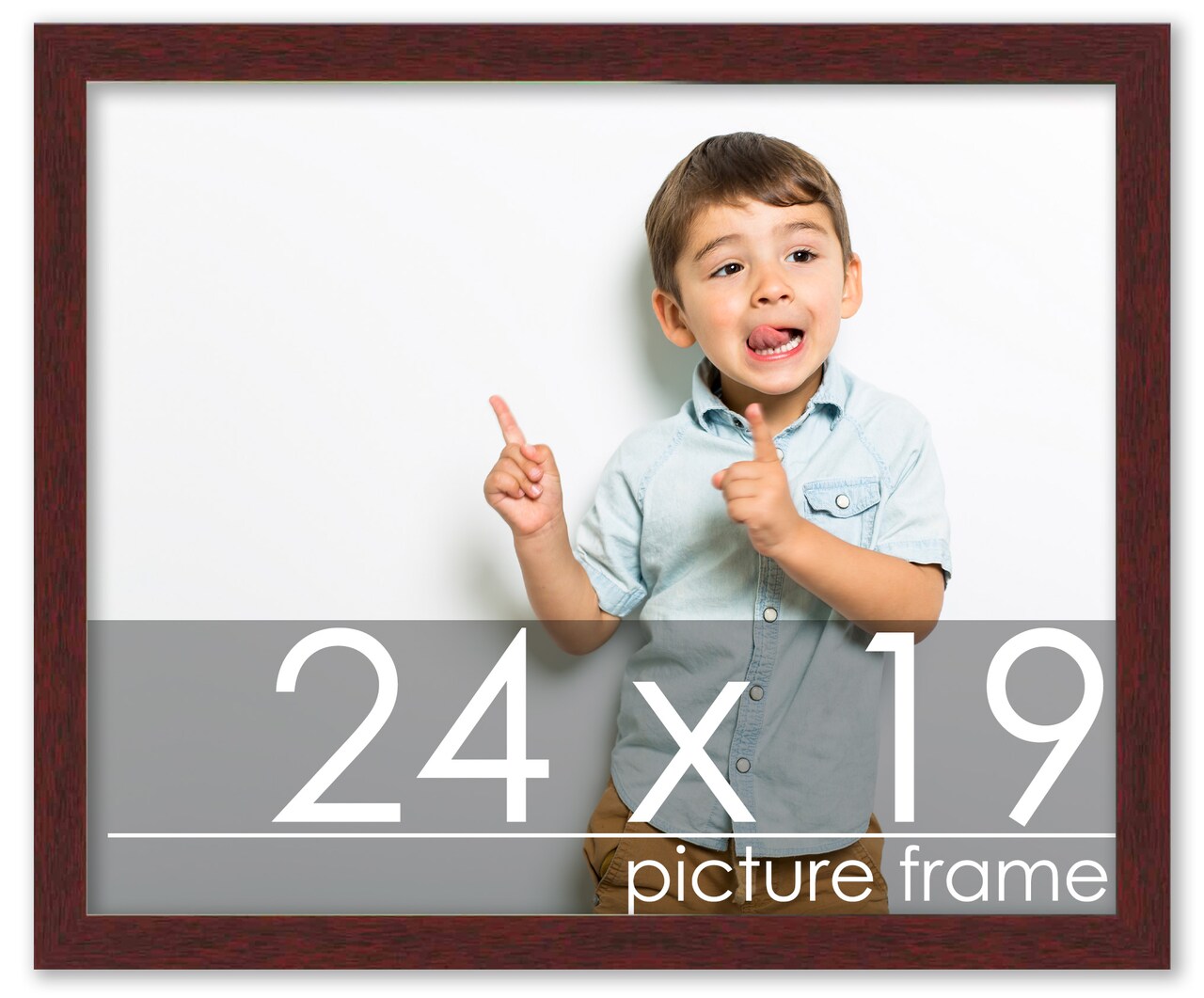 24x19 Solid Wood Picture Frame with UV-Resistant Acrylic & Acid-Free Backing, Available in 6 Finishes: Matte Black, Matte White, Metallic Bronze, Silver, Natural Wood Grain & Mahogany
